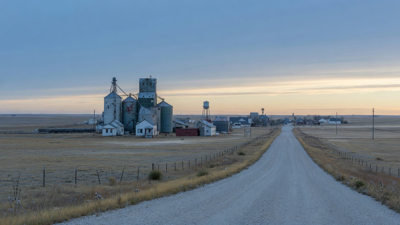 South Dakota country road at first light