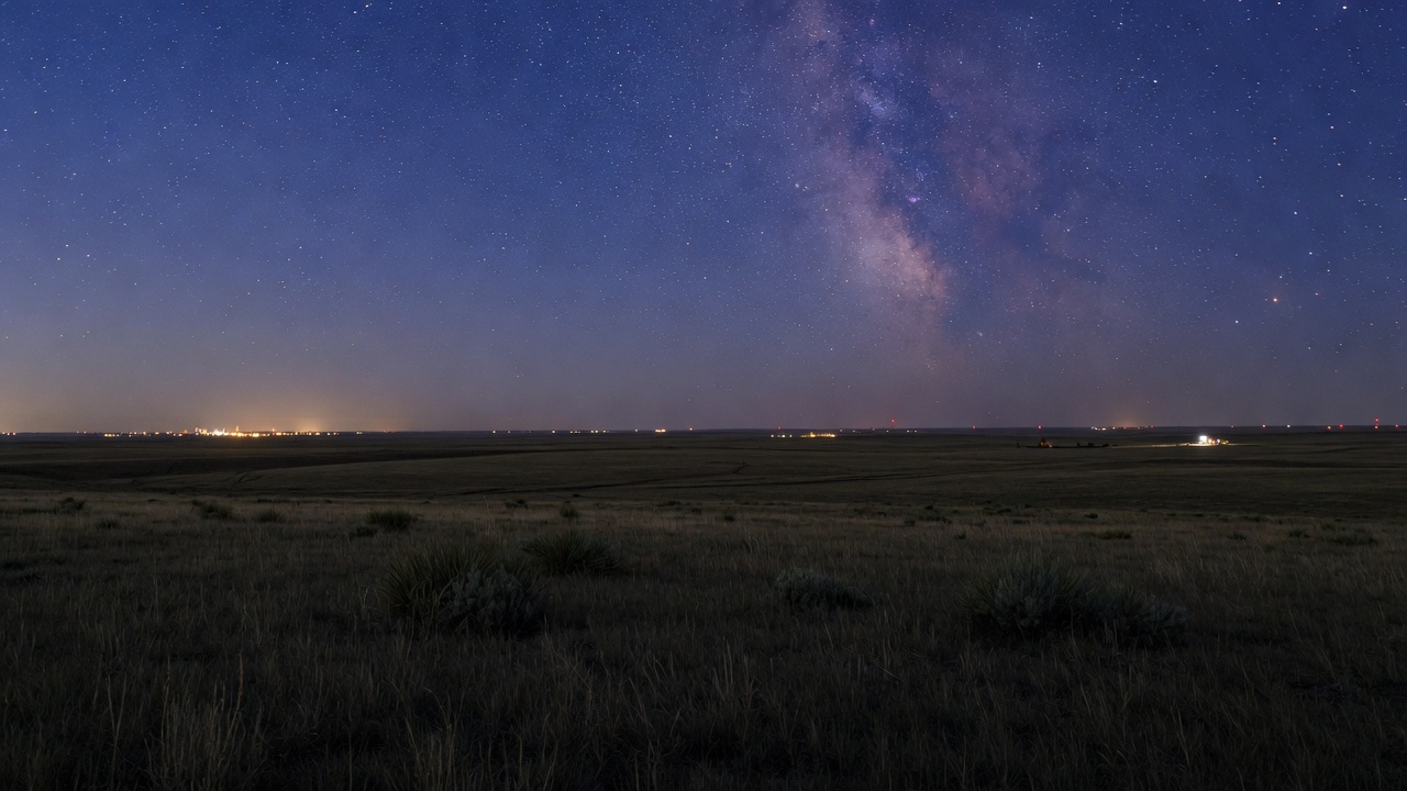 South Dakota prairie under a night sky